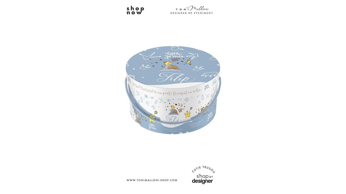 Cutie trusou botez rotunda Micul Print Le Petit Prince Blue 2